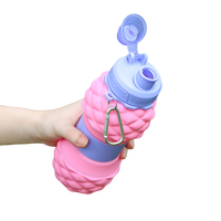 Bouteille d'eau en silicone écologique, sans BPA, modulaire, pliable, avec logo personnalisable MHC, pour boire directement en voyage