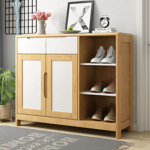 Solid Wood Shoe <b>Cabinet</b> Minimalist Design Entryway Storage <b>Cabinet</b> Large Capacity Freestanding Shoe Rack - Product Image 2