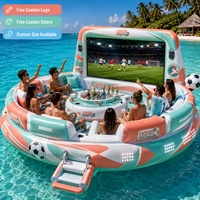 Salon de visionnage public de football gonflable avec bar flottant et support grand écran pour les centres de villégiature, les parcs, la location et les événements