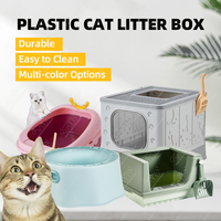 Offre Spéciale OEM grand espace en plastique grand pliable anti-éclaboussures plateaux fermés boîte de toilette pour chat litière pour chat
