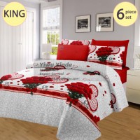 Ensemble de literie à imprimé floral tendance, 1 couette, 1 drap, 4 taies d'oreiller, literie douce pour la chambre principale, usage domestique