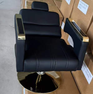 Nouveau fauteuil de coiffure avec base dorée réglable, fonction inclinable, revêtement en cuir synthétique PU pour instituts de beauté et salons de coiffure - Product Image 6