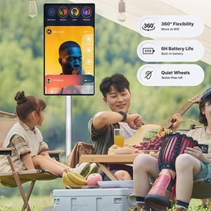 Pantalla Inteligente Móvil de 32 Pulgadas, Pantalla Táctil Portátil con Ruedas, Android con Batería para el Hogar, <span class=keywords><strong>Fitness</strong></span>, Hoteles y Negocios - Product Image 3