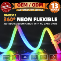 Ruban LED néon RGB DMX512 adressable par SPI, étanche IP67, en silicone, pour éclairage extérieur de façade de bâtiment
