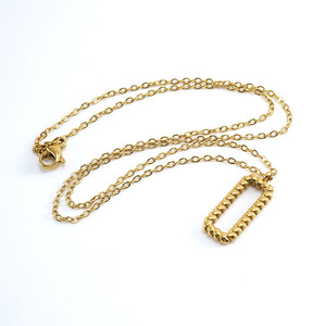 Zogxin Gold Stainless Steel Rectangular Twisted Pendant Necklace For Women Geometric Style Clavicle Chain - Product Image 5