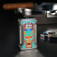 Briquet à cigare électrique JIFENG JF-092, design Dragon, style luxueux, métal doré, torche simple au butane, durable, boutique