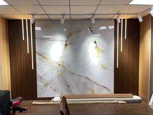 WPCパネルライト木製穀物PVC WPCフラートウォールパネル内装LEDストリップライト付きホテルエンターテインメント用工場価格 - Product Image 5