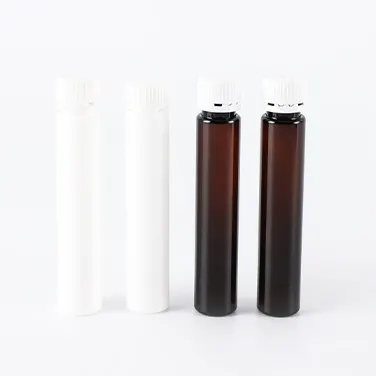 ホワイトアンバーフードグレードPETPP経口液体薬プラスチックバイアルボトル、不正開封防止蓋付き10 ml 25 ml 30 ml