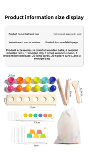 Jouet éducatif en bois pour enfants : Gobelets de tri des couleurs, stimulation des sens, coordination œil-main et pensée logique. - Product Image 3