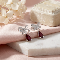 Boucles d'oreilles pendantes ZG avec nœud papillon et pierre précieuse taille poire, en laiton étincelant, bijoux délicats pour soirées et fêtes