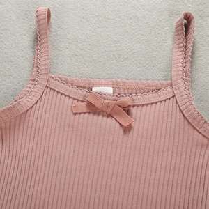 Combinaison en coton tricoté à bords dentelle, couleur unie, printemps-automne, pour bébés 2022 - Product Image 3