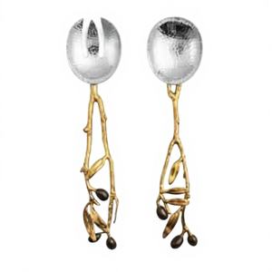 ชุดช้อนส้อมรูปทรงหรูหรา สีเงิน เงางาม ขัดเงา ทำด้วยมือ วัสดุสแตนเลสหล่อขึ้นรูป ด้ามจับลายกิ่งไม้ เป็นมิตรกับสิ่งแวดล้อม - Product Image 1