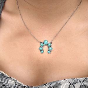 Collana con ciondolo a catena lunga in stile turchese per donna, gioiello vintage alla moda - Product Image 1