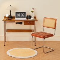 Bureau d'étude de style nordique moderne du milieu du siècle avec tiroirs - Poste de travail informatique en bois massif pour usage domestique ou professionnel