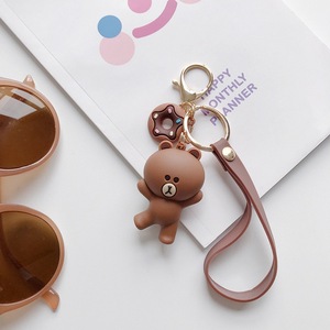 Niedliche Kawaii Silikon Braunbär Schlüssel bund Zubehör Cartoon <span class=keywords><strong>Anime</strong></span> Bär 3D Soft PV Schlüssel ring Rucksack Charme Geschenk für Frauen Männer - Product Image 4