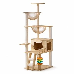 <span class=keywords><strong>Arbre</strong></span> <span class=keywords><strong>à</strong></span> <span class=keywords><strong>chat</strong></span> multi-niveaux en gros avec lits-capsules en acrylique ambré et poteaux <span class=keywords><strong>à</strong></span> gratter en sisal pour chats d'intérieur - Product Image 1