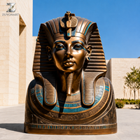 Buste de pharaon égyptien en bronze, sculpture moulée à la main, statue de roi avec patine antique pour hall d'hôtel, musée, villa et parc culturel
