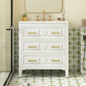 Commode moderne en bois massif avec miroir éclairé, armoire blanche pour chambre à coucher, hôtel, appartement, salon - Product Image 2