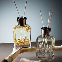 Diffuseur de parfum en rotin à feuilles d'or sans feu 150 ml Désodorisant d'air pour la maison Décoration de bureau
