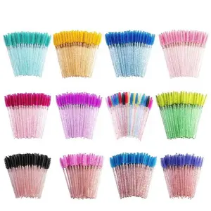 50Pcs Mới Nhất Pha Lê 3D Lông Mi Mascara Wands Rõ Ràng Lash Spoolies Bán Buôn Mắt Lông Mi Bàn Chải Micro Applicators