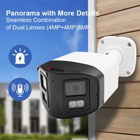 NDAA Complaint 8MP Dual Lens 180 Degree IP PoE Security Camera IP66 Two Way Audio CCTV Camera Fisheye Bullet IP Camera