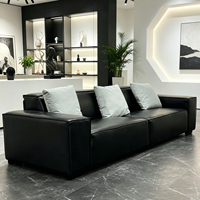 Canapé modulaire sectionnel inclinable trois places en cuir véritable noir de haute qualité pour salon d'appartement et de villa, style minimalisme moderne