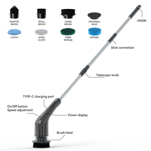 Brosse de nettoyage électrique sans fil, baignoire et <span class=keywords><strong>carrelage</strong></span> 360 épurateur électrique double vitesse avec long manche pour salle de bain cuisine voiture - Product Image 4