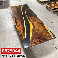 Plateau de table en résine époxy opaque noir mat de noyer sud-américain de grande taille et de haute qualité pour la maison, le salon ou le bureau