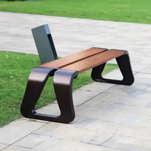 Wooden Outdoor Stainless Steel Benches Long Modern Outdoor Park Bench Seat With No Backrest