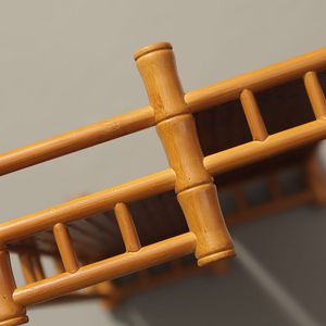 Estante de bambú de doble capa para juego de té, soporte de almacenamiento hecho a mano para té Kung Fu, tipo retro, no plegable - Product Image 3