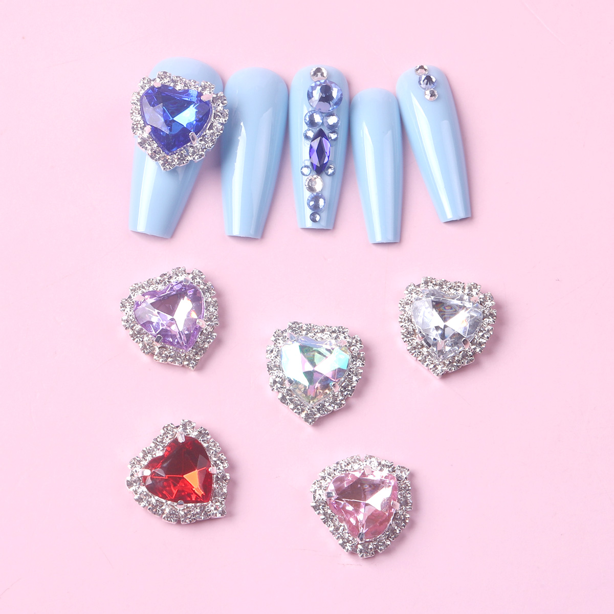 Смешанные кристаллы в форме сердца Украшение для ногтей любовь декор для ногтей случайные Стразы Подвески Для Ногтей Сияющий камень аксессуары для маникюра