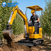 Mini-excavatrice sur chenilles de 1 tonne avec cabine climatisée, moteur diesel, pour la gestion des terres, les travaux agricoles et l'aménagement paysager