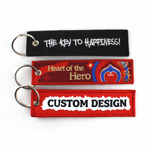 Porte-clés tissé double face personnalisé avec texte et logo brodé – Étiquette de clés sur mesure - Product Image 2