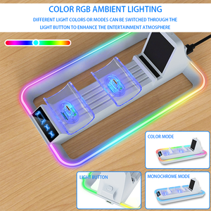 Vente en gros <span class=keywords><strong>3</strong></span>-en-<span class=keywords><strong>1</strong></span> coloré RGB lumière LED chargeur rapide Dock Station de charge pour manette sans fil PS5/<span class=keywords><strong>portail</strong></span> PS5 - Product Image 5
