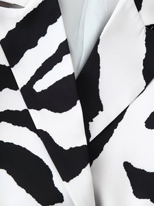 ZEVITY-Chaqueta con diseño de hombros anchos y estampado de rayas de <span class=keywords><strong>cebra</strong></span> para mujer, traje de oficina informal Retro con cinturón y cordones - Product Image 5