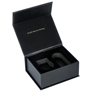 Custom luxury paper velvet jewelry box matt black gold foil magnetic gift box