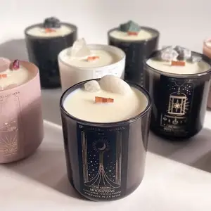 C & H candele di cristallo profumate aromaterapia curativa infusa con lavanda vaniglia argento montagna fatta con pura cera di soia