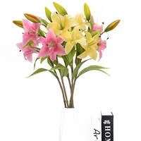 Bouquet de fleurs artificielles en latex, vente en gros, 10 pièces, mèches de lys artificielles en pu, pour décoration de mariage