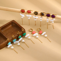 Anting-anting panjang dengan rumbai, berlapis emas 18K PVD dari stainless steel, tahan air, perhiasan wanita, hadiah, anti-korosi, akrilik