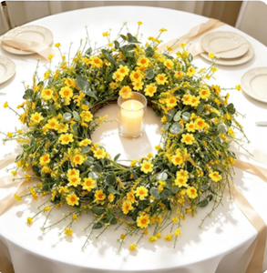 Corona de Eucalipto y Margaritas al por Mayor, Decoración Floral Colgante para Puerta Principal, Jardín, Boda, Despedida de Soltera, Fuga de Novios, Decoración para Fiestas en Casa - Product Image 1