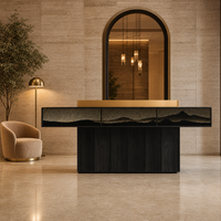 Bureau de réception minimaliste moderne en MDF noir de luxe, mobilier commercial multifonctionnel Yimutang B1001001