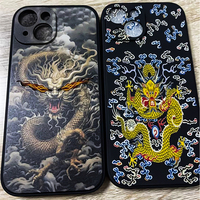Coque de téléphone Dragon Year Luxury Black Red Shockproof Matte TPU pour iPhone 15 Pro Max 17