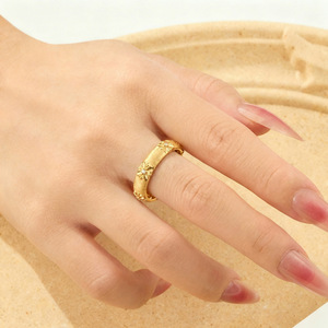 <b>Adjustable</b> Gold Plated Copper Alloy Cuff <b>Bracelet</b> With Flower Design And Zircon Inlay For Gift - Product Image 2