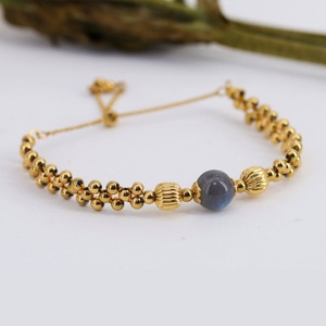Pulseras y Brazaletes de Acero Inoxidable Personalizados al por Mayor con Eslabones de Cadena, Chapados en Oro de 14k y 18k, con Piedra Lunar para Mujer - Product Image 2