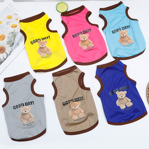 Gilet d'été respirant pour animaux de compagnie, vêtements légers et fins pour chiens, chats, chiots, Corgi, avec imprimé ours, design Good Day - Product Image 1