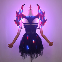 Ailes de démon LED lumineuses RGB, rechargeables par USB, avec batterie amovible, pour performance de cosplay féminin