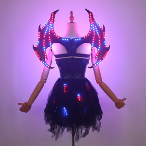 Vestido con alas de diablo iluminadas con LED, disfraz de demonio brillante para cosplay, Halloween, actuaciones en escenario - Product Image 3