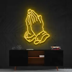 Signe néon prière mains, 40cm, 12V, panneau de prière, flexible, personnalisé, résiste à tout un rêve, couleur rgb, livraison gratuite, 1 pièce