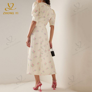 <span class=keywords><strong>Abiti</strong></span> Casual Midi Eleganti e Aderenti da Donna Estate <span class=keywords><strong>2023</strong></span> con Colletto Polo Personalizzato, Stile Delicato con Gonna Lunga Floreale - Product Image 2