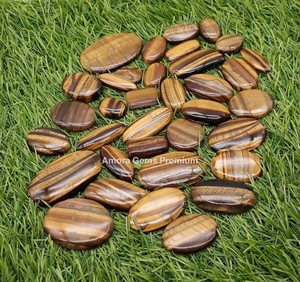 Piedra preciosa suelta de cabujón con forma de mezcla de ojo de tigre natural para la fabricación de joyas, piedras marrones y doradas pulidas, perfectas para anillos - Product Image 2